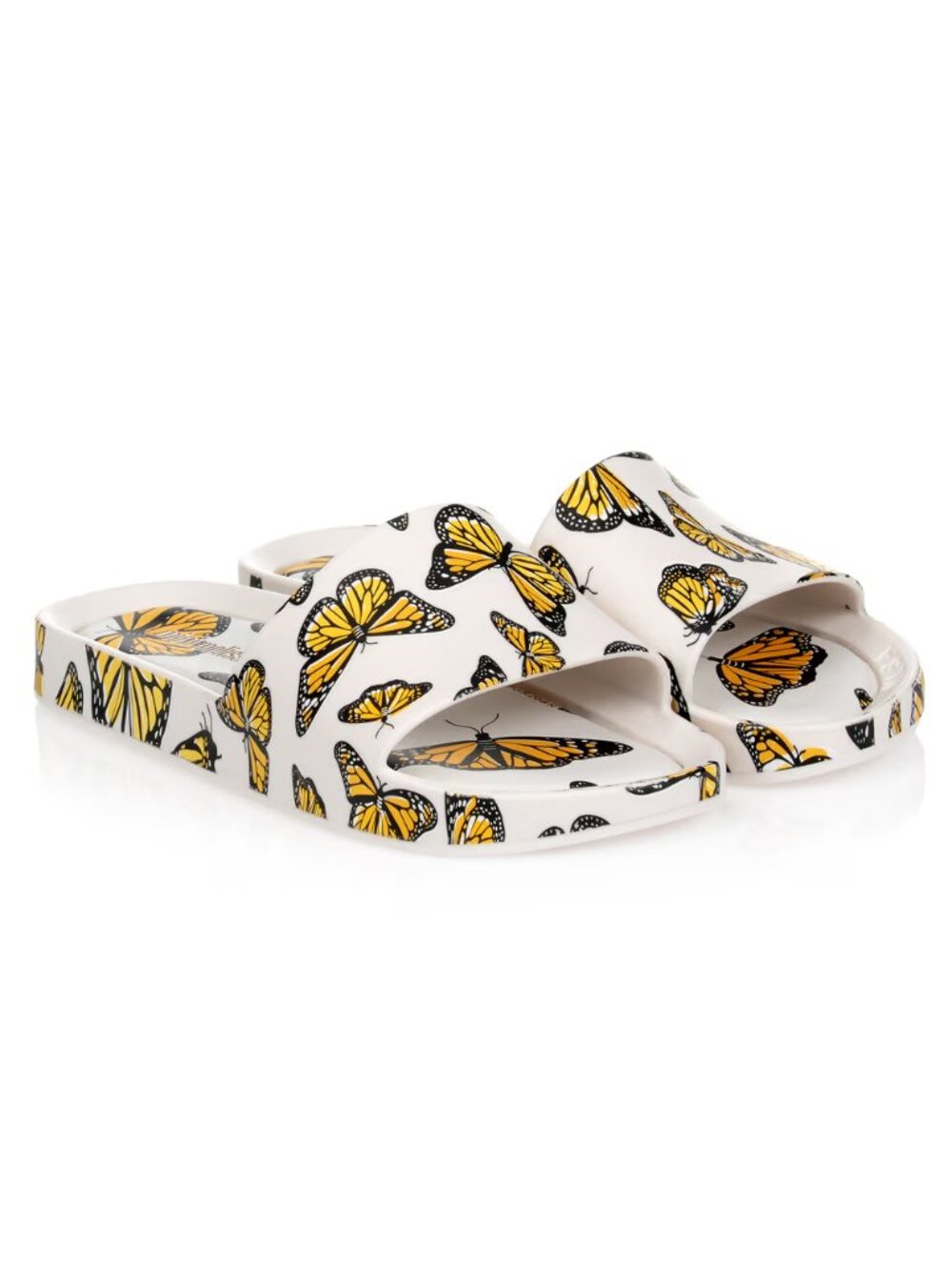 NEW Mini Melissa Kid Youth Butterfly White Yellow Beach Slides Flat Sandals